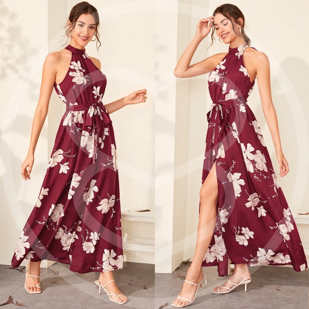 SHAWNA Floral Print Halter Maxi Dress - Picture 2 of 3
